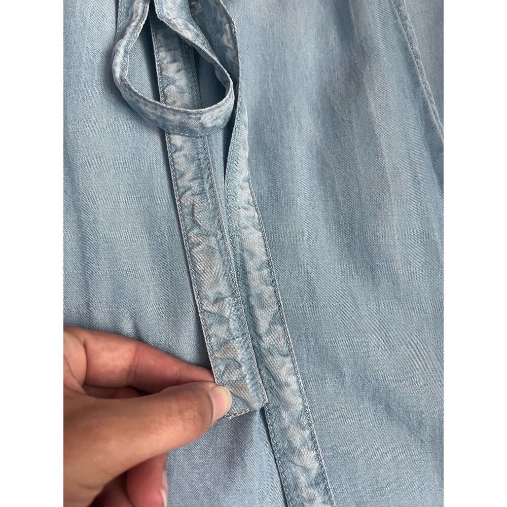 NWT KUT From The Kloth Dress Blue Chambray Ruffle Sleeveless Belt Casual Small - Picture 9 of 13